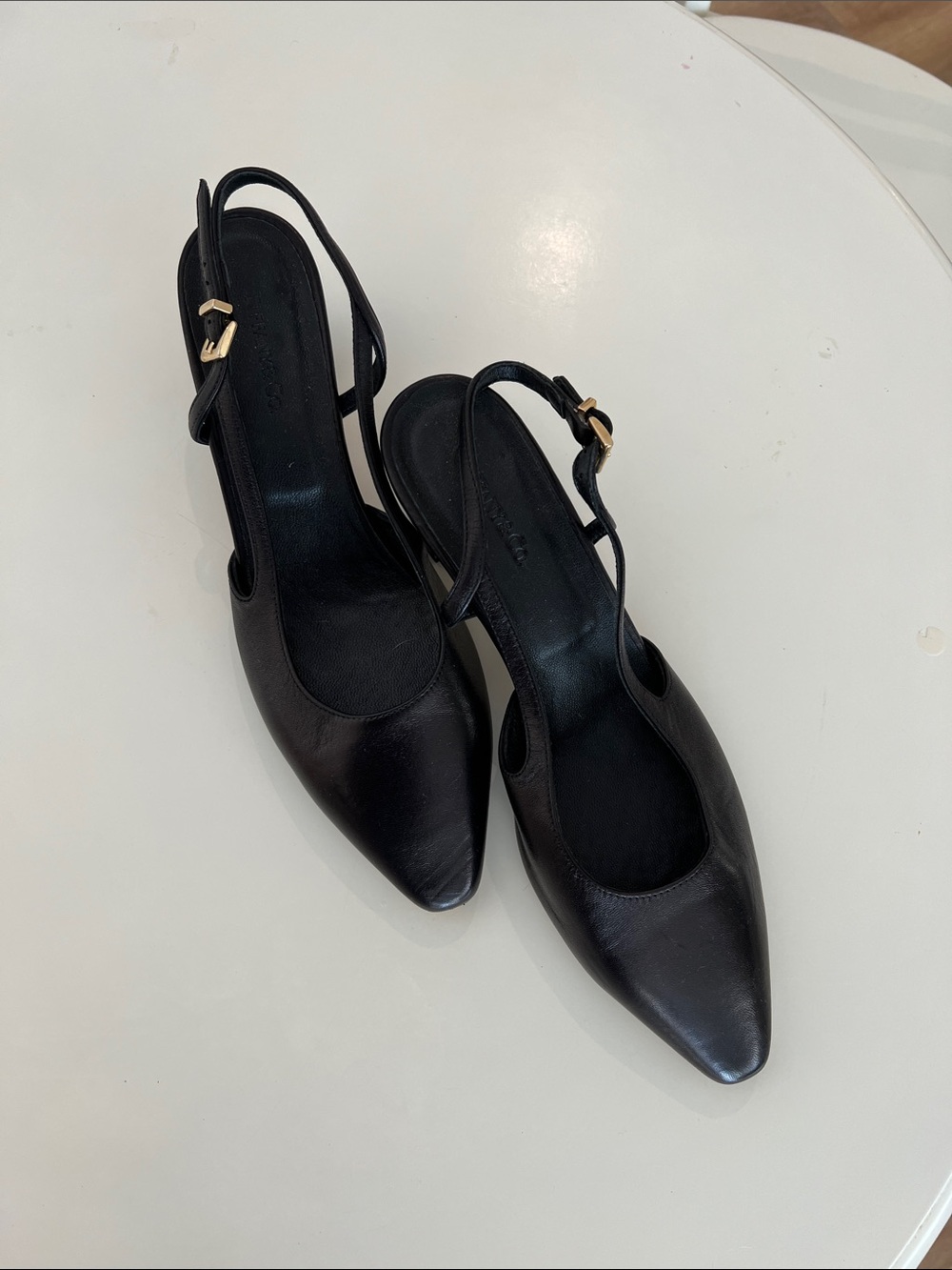 Women's Black Slingback Pointed-Toe Heels